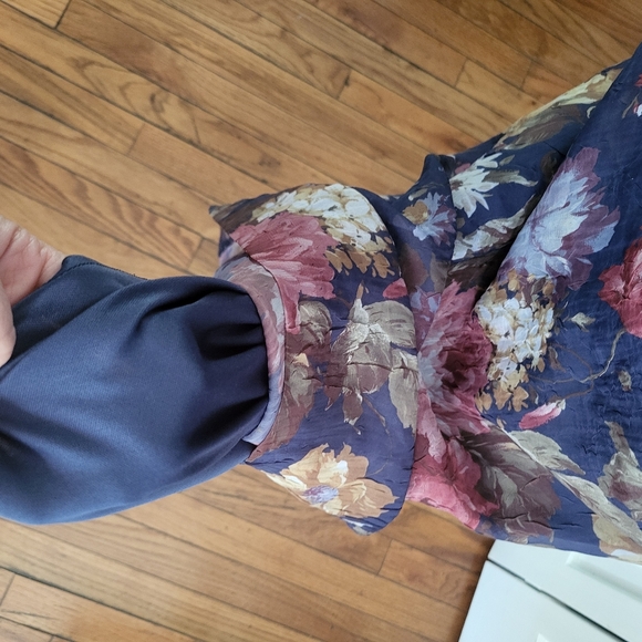 Vintage 90's Sheer Floral Tank Maxi Dress Fully Lined Sz 14 Dark Cottage Fairy - Picture 7 of 7